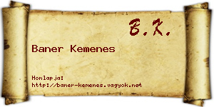 Baner Kemenes névjegykártya